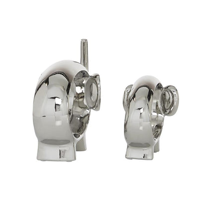SILVER PORCELAIN ELEPHANT SCULPTURE