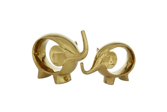 GOLD PORCELAIN ELEPHANT SCULPTURE