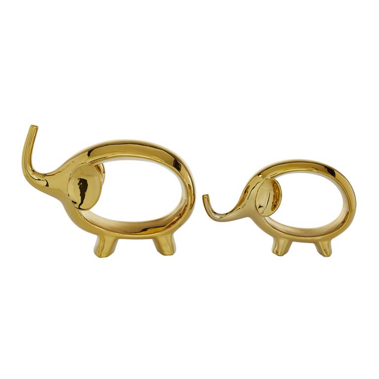 GOLD PORCELAIN ELEPHANT SCULPTURE