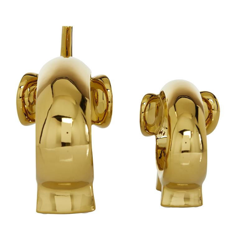 GOLD PORCELAIN ELEPHANT SCULPTURE