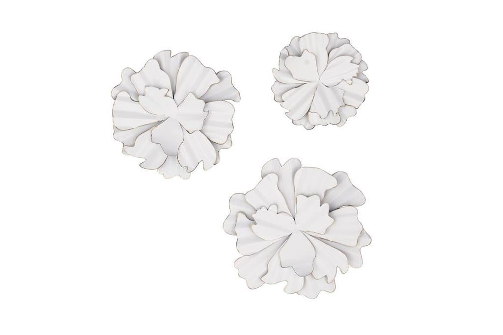 WHITE METAL FLORAL WALL DECOR