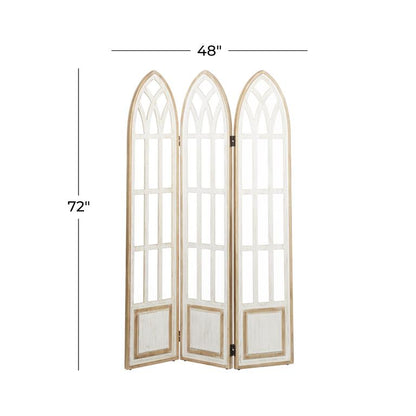 3 PANEL ROOM DIVIDER SCREEN WITH WINDOW PANE