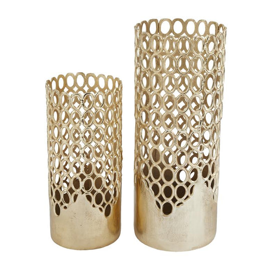 GOLD ALUMINUM GEOMETRIC VASE