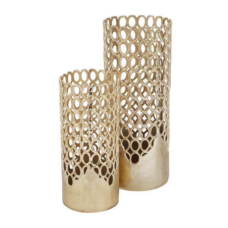 GOLD ALUMINUM GEOMETRIC VASE