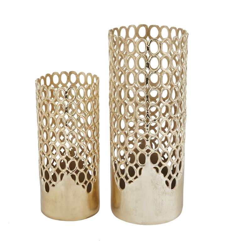 GOLD ALUMINUM GEOMETRIC VASE