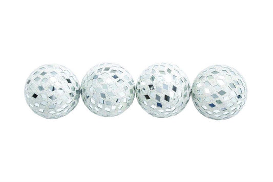 WHITE GLASS HANDMADE MOSAIC ORBS & VASE FILLER,