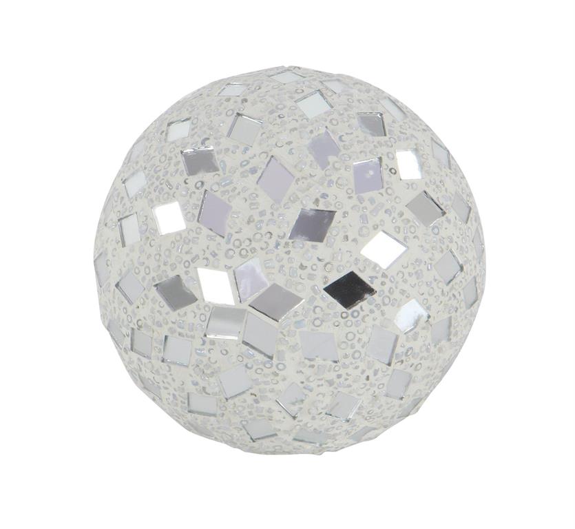 WHITE GLASS HANDMADE MOSAIC ORBS & VASE FILLER,