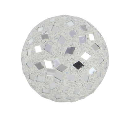 WHITE GLASS HANDMADE MOSAIC ORBS & VASE FILLER,