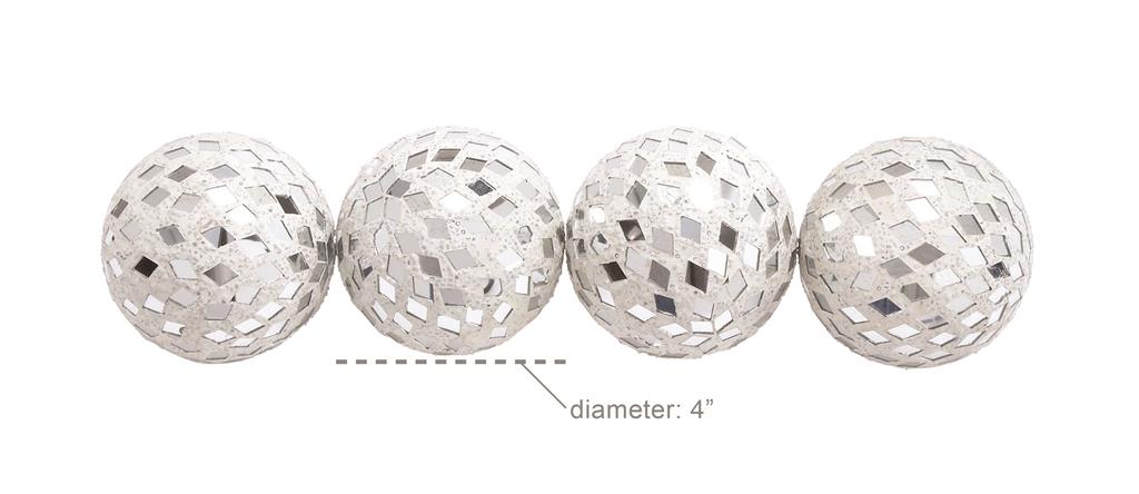 WHITE GLASS HANDMADE MOSAIC ORBS & VASE FILLER,