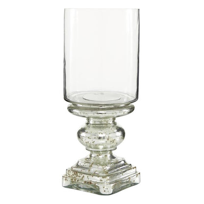 HURRICANE LAMP WITH FAUX MERCURY GLASS FINISH