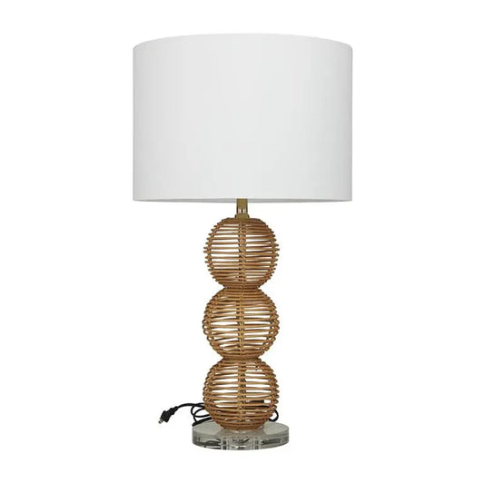 Brown Wood Bohemian Accent Lamp