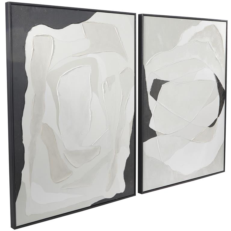 1 PIECE WHITE CANVAS ABSTRACT FRAMED WALL ART WITH BLACK FRAME