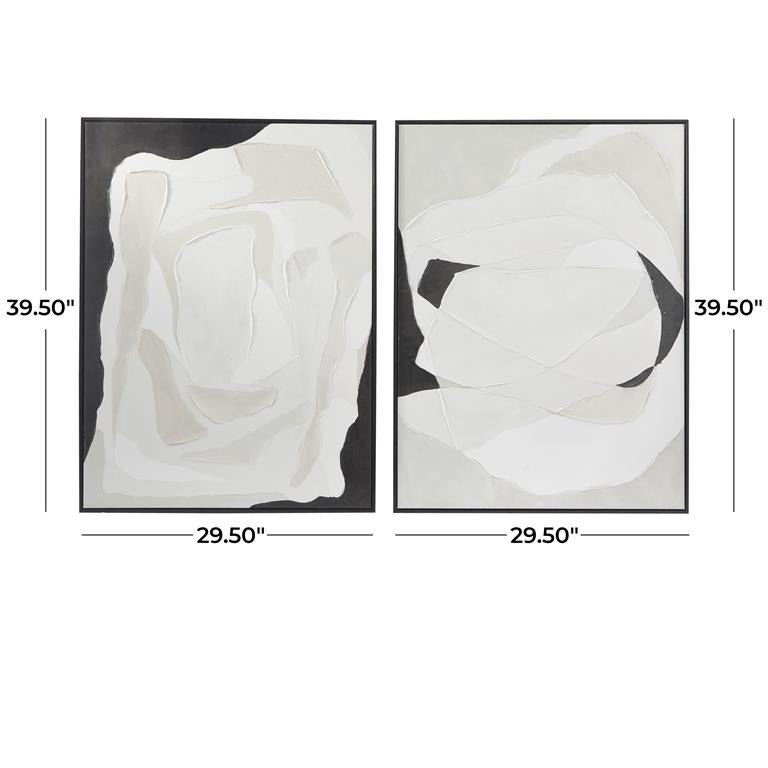 1 PIECE WHITE CANVAS ABSTRACT FRAMED WALL ART WITH BLACK FRAME