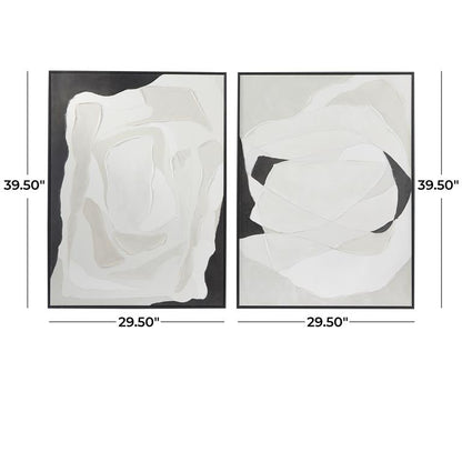 1 PIECE WHITE CANVAS ABSTRACT FRAMED WALL ART WITH BLACK FRAME