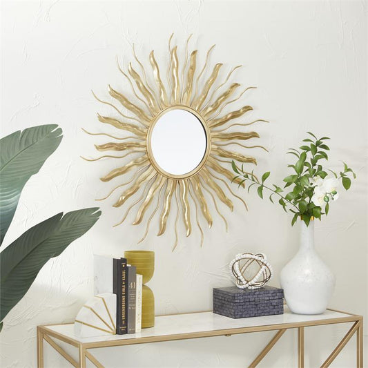 COSMOLIVING BY COSMOPOLITAN GOLD METAL STARBURST WALL MIRROR