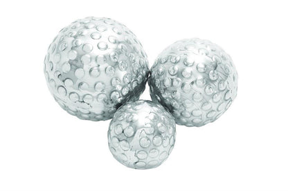 SILVER ALUMINUM HAMMERED ORBS & VASE FILLER,