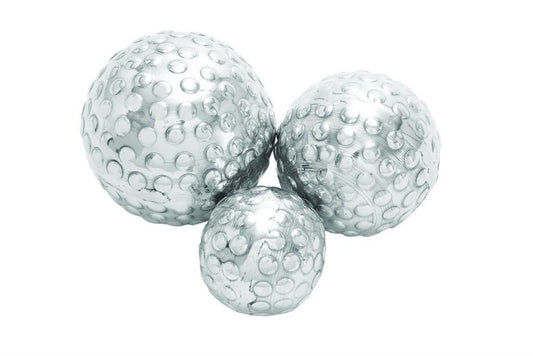 SILVER ALUMINUM HAMMERED ORBS & VASE FILLER,