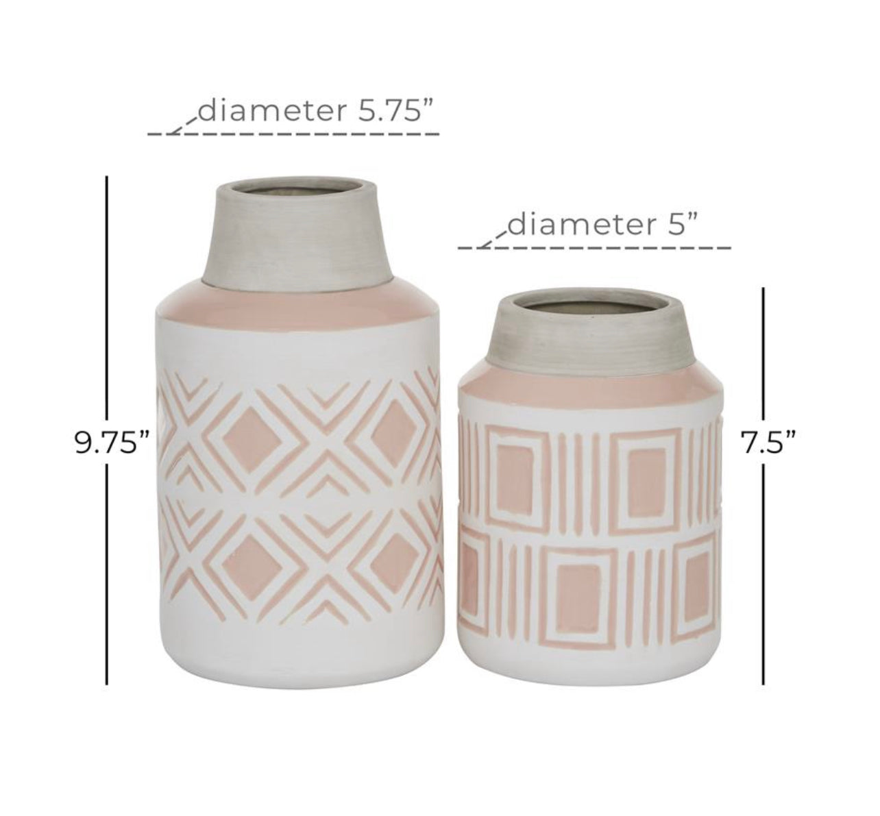 WHITE CERAMIC VASE WITH DIAMOND PATTERNS