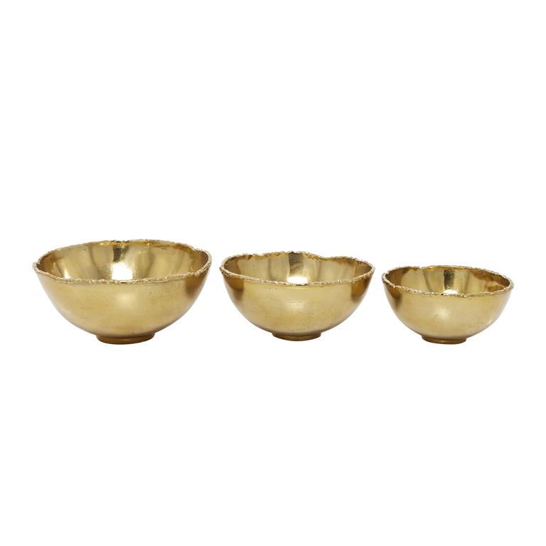GOLD ALUMINUM DECORATIVE BOWL