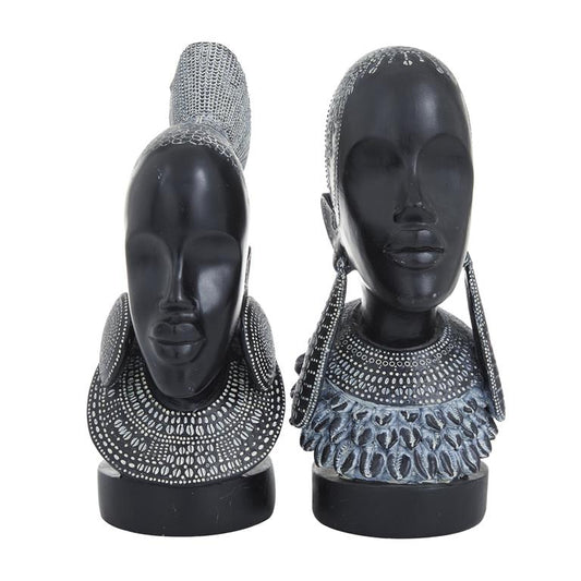 BLACK POLYSTONE WOMAN AFRICAN SCULPTURE 1 PIECE