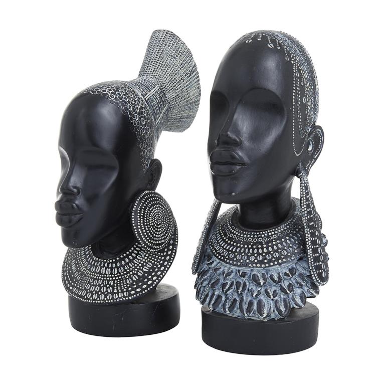 BLACK POLYSTONE WOMAN AFRICAN SCULPTURE 1 PIECE