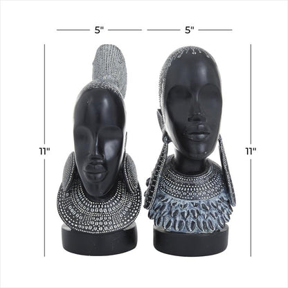 BLACK POLYSTONE WOMAN AFRICAN SCULPTURE 1 PIECE