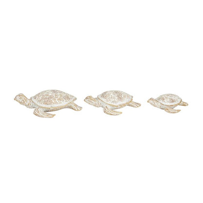 BEIGE POLYSTONE TURTLE SCULPTURE