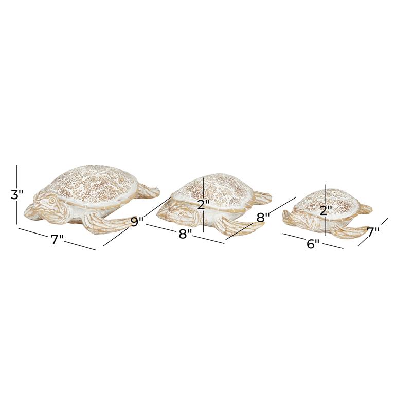 BEIGE POLYSTONE TURTLE SCULPTURE