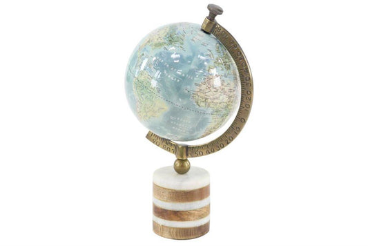 BLUE MARBLE GLOBE WITH MARBLE BASE