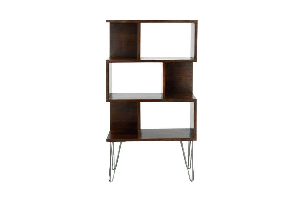 BROWN WOOD 4 SHELF SHELVING UNIT WITH OPEN FRAME DESIGN