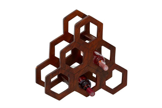 BROWN WOOD CONTEMPORARY WINE RACK,