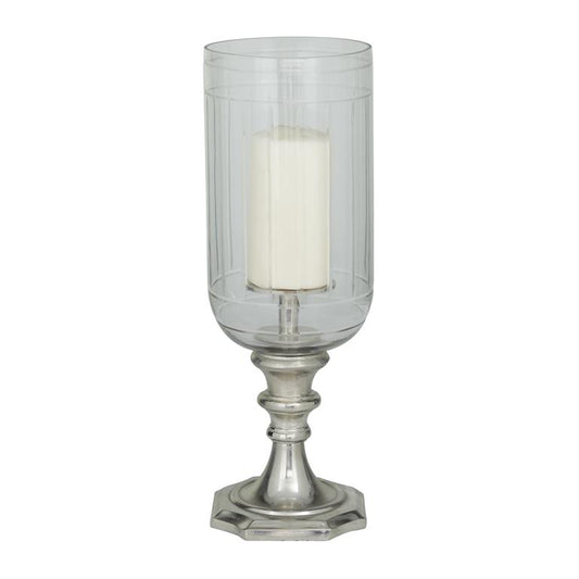 SILVER ALUMINUM HURRICANE LAMP
