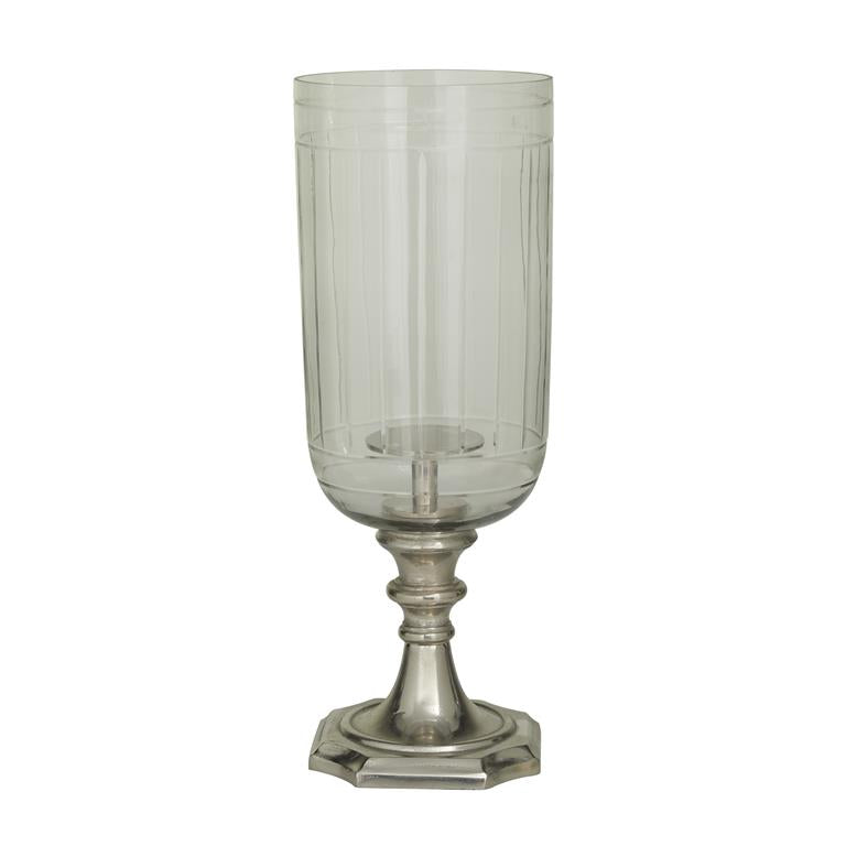 SILVER ALUMINUM HURRICANE LAMP