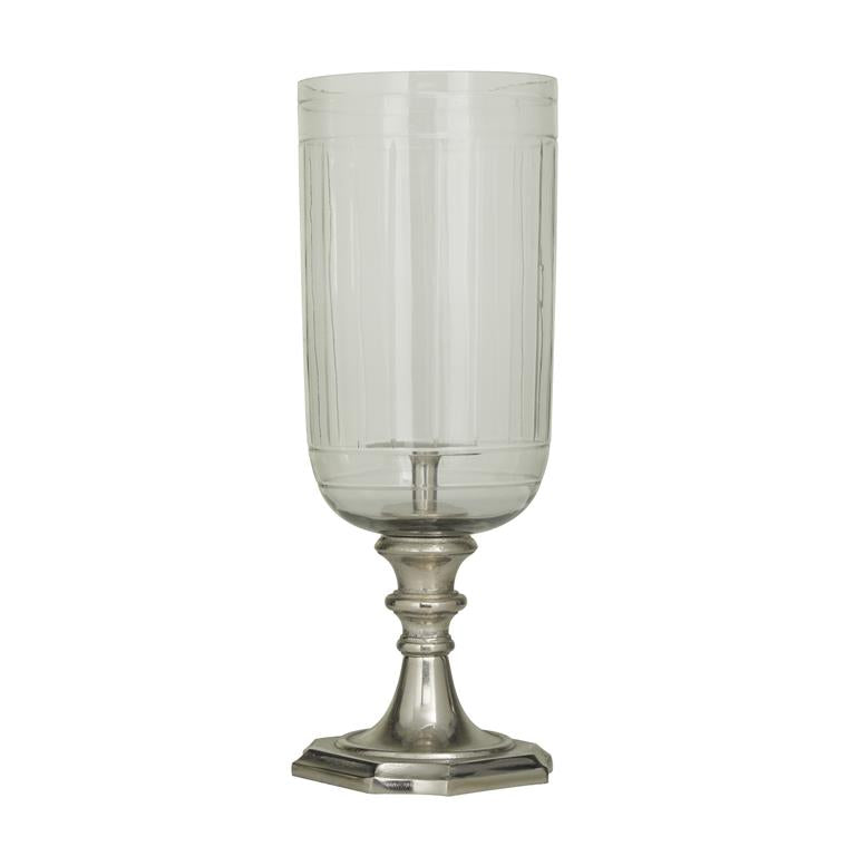 SILVER ALUMINUM HURRICANE LAMP