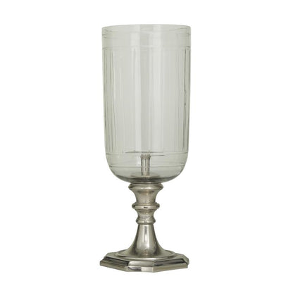 SILVER ALUMINUM HURRICANE LAMP
