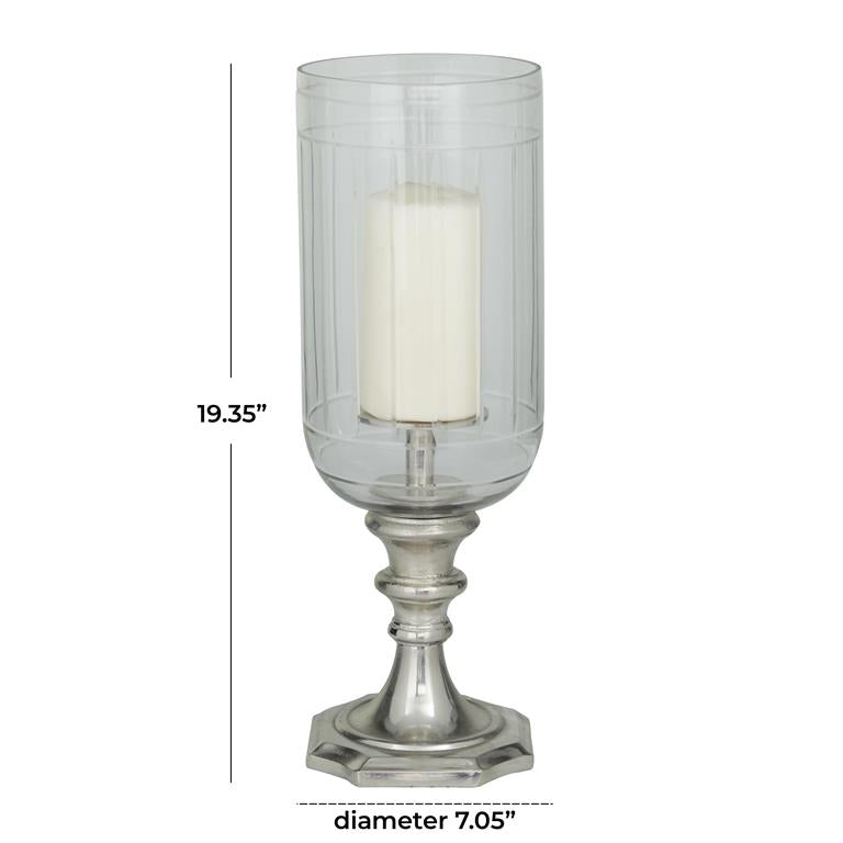 SILVER ALUMINUM HURRICANE LAMP