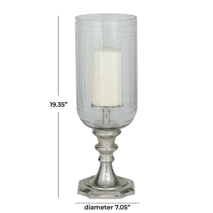 SILVER ALUMINUM HURRICANE LAMP
