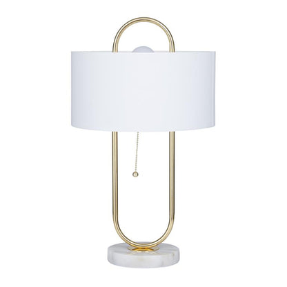 COSMOLIVING BY COSMOPOLITAN WHITE METAL PAPER CLIP ACCENT LAMP WITH MARBLE BASE