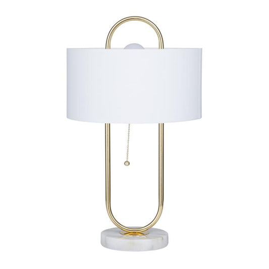 COSMOLIVING BY COSMOPOLITAN WHITE METAL PAPER CLIP ACCENT LAMP WITH MARBLE BASE