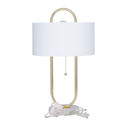 COSMOLIVING BY COSMOPOLITAN WHITE METAL PAPER CLIP ACCENT LAMP WITH MARBLE BASE