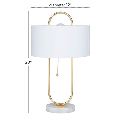 COSMOLIVING BY COSMOPOLITAN WHITE METAL PAPER CLIP ACCENT LAMP WITH MARBLE BASE