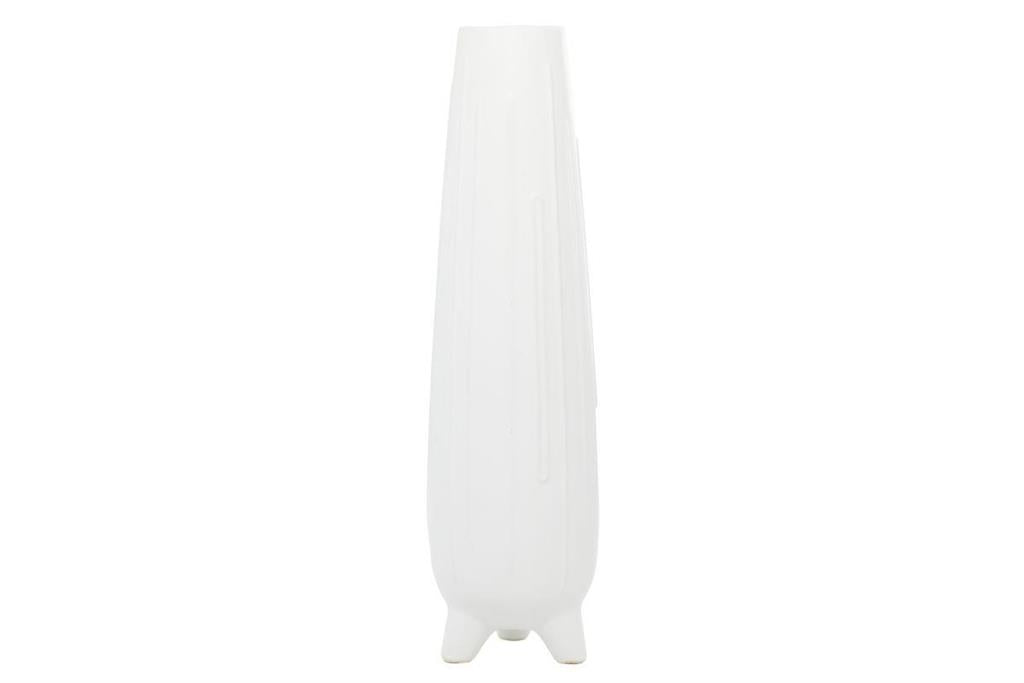 COSMOLIVING BY COSMOPOLITAN WHITE CERAMIC VASE WITH FEET