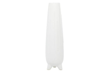 COSMOLIVING BY COSMOPOLITAN WHITE CERAMIC VASE WITH FEET