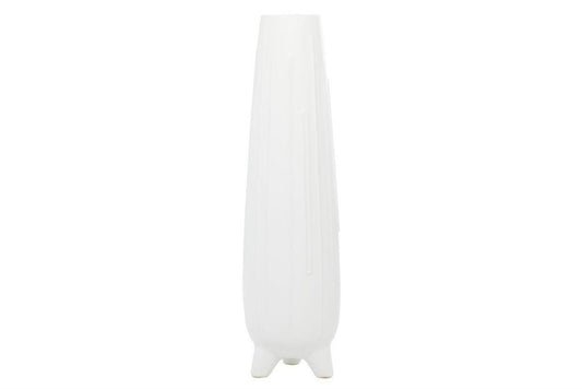 COSMOLIVING BY COSMOPOLITAN WHITE CERAMIC VASE WITH FEET