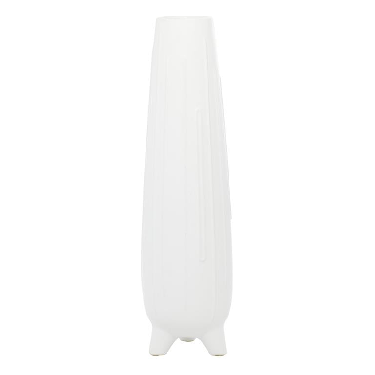 COSMOLIVING BY COSMOPOLITAN WHITE CERAMIC VASE WITH FEET