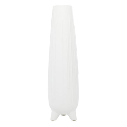 COSMOLIVING BY COSMOPOLITAN WHITE CERAMIC VASE WITH FEET