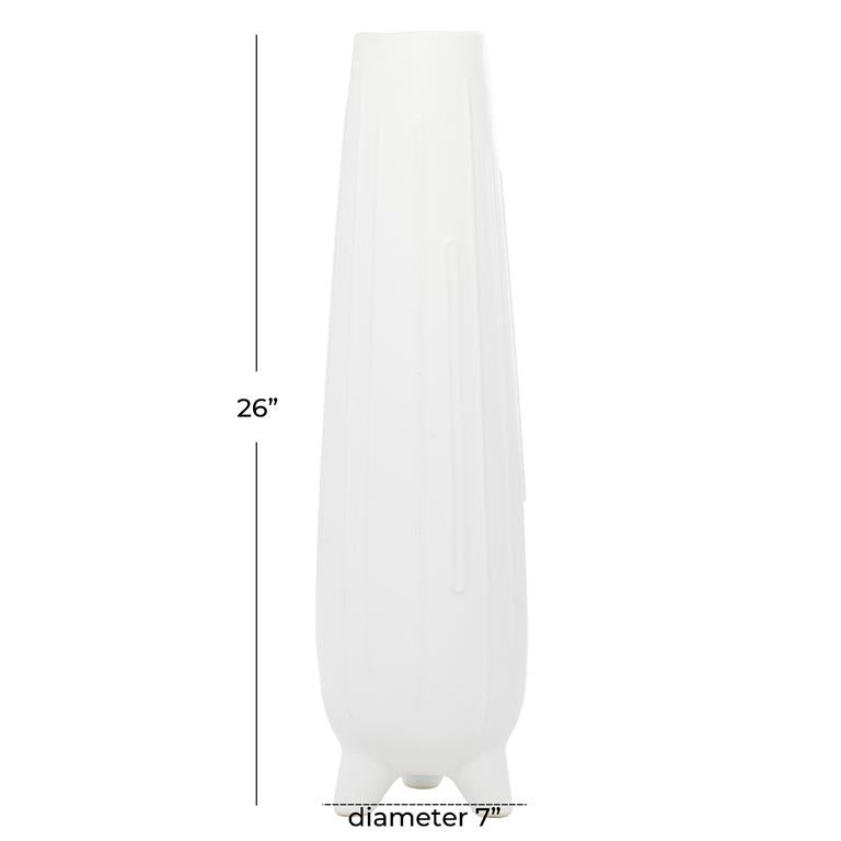 COSMOLIVING BY COSMOPOLITAN WHITE CERAMIC VASE WITH FEET