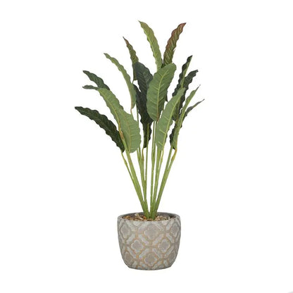 Gray Porcelain Bohemian Crotons Artificial Plant