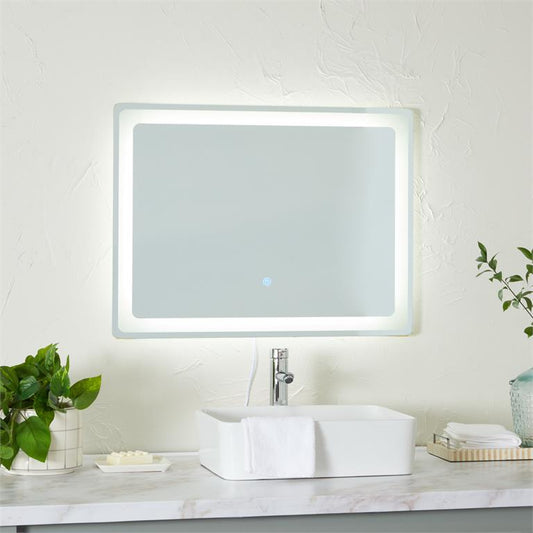SILVER GLASS LED MIRROR