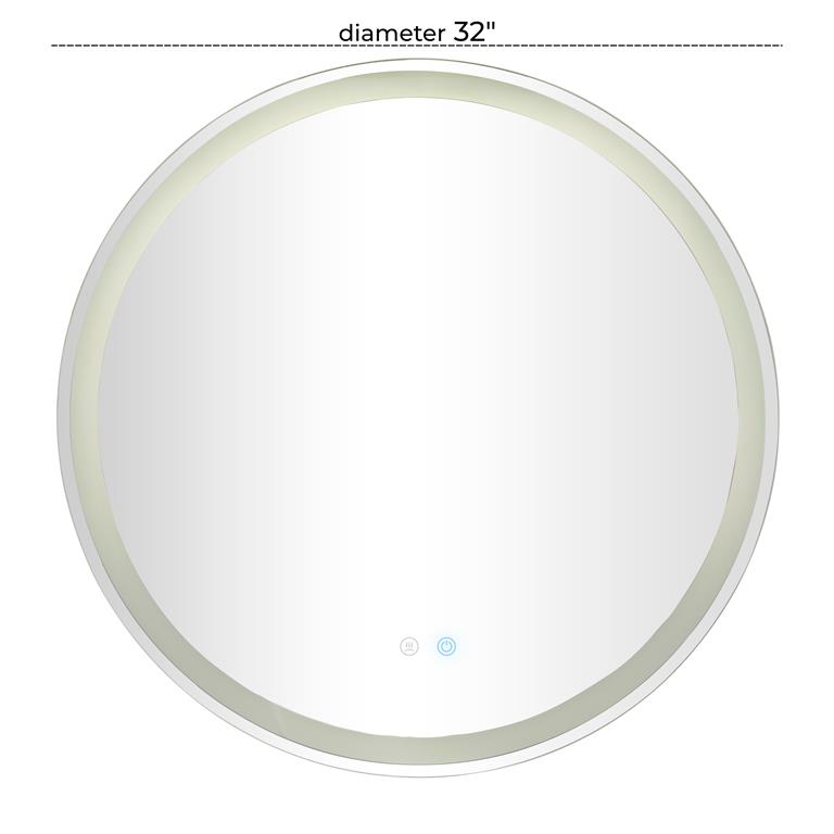 30” SILVER GLASS ANTI FOG MIRROR WITH LED LIGHT